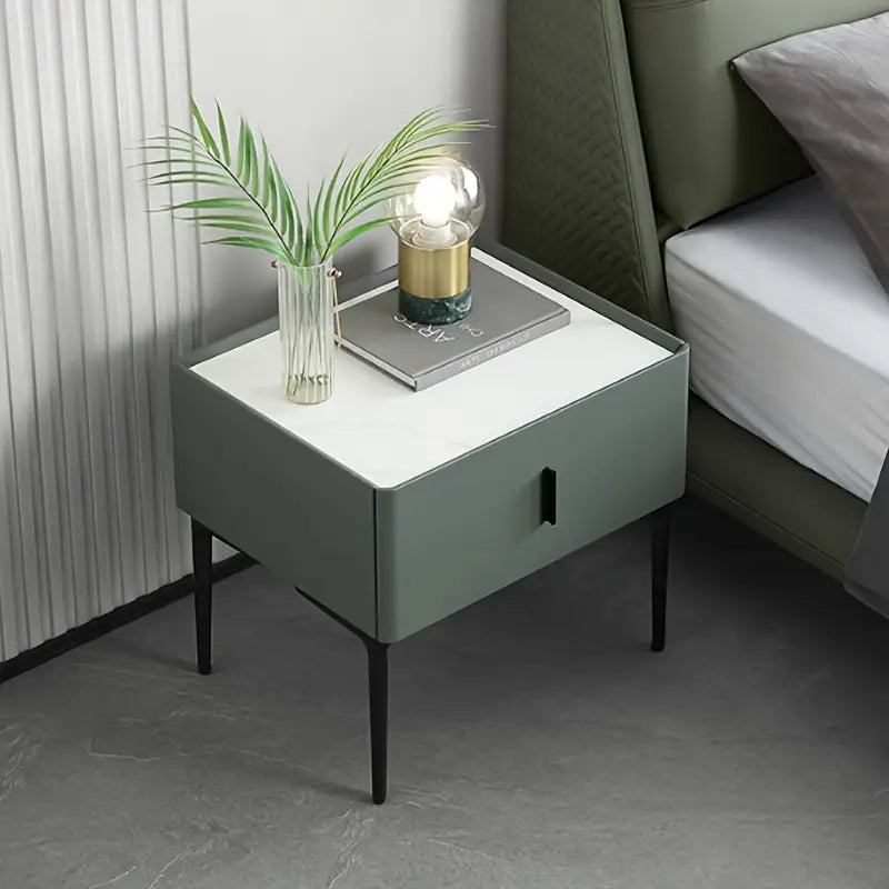 Black Metal Legs & Handles Bedside Table