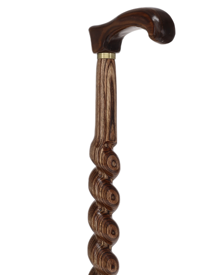USA-Made Twisted Spiral Cane: Brown Durable Colorwood Laminate