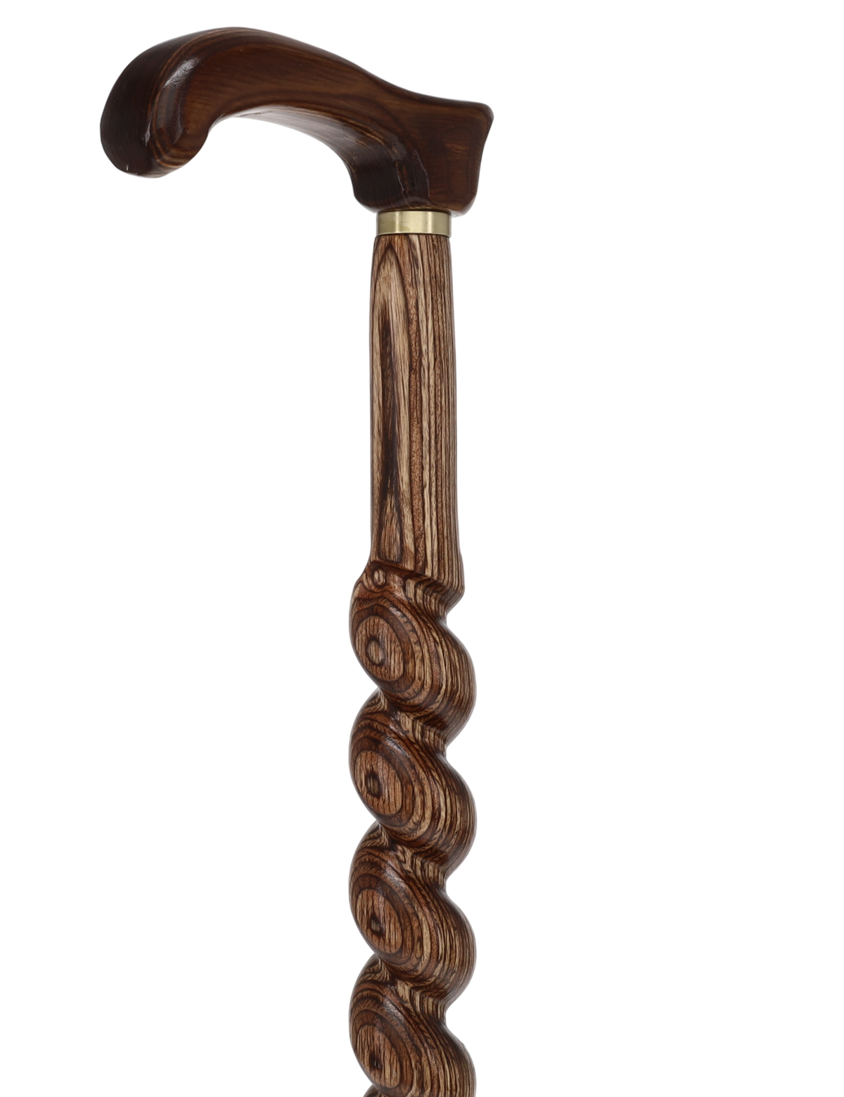 USA-Made Twisted Spiral Cane: Brown Durable Colorwood Laminate