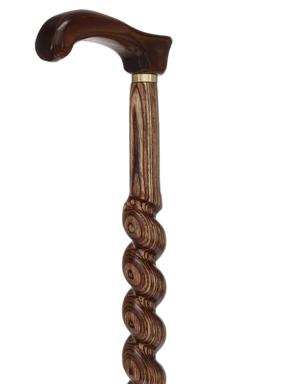 USA-Made Twisted Spiral Cane: Brown Durable Colorwood Laminate