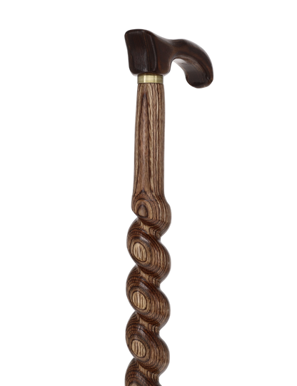 USA-Made Twisted Spiral Cane: Brown Durable Colorwood Laminate