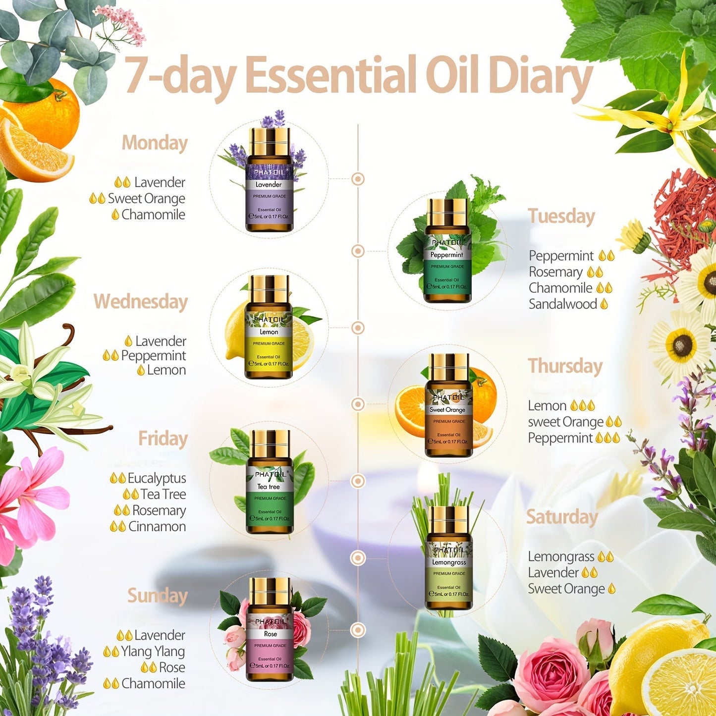 Premium Essential Oils Set for Diffuser (15pcs x 5ml)
