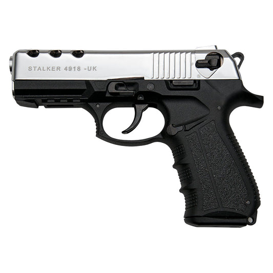 Stalker 4918 Chrome Finish - 9mm Blank Firing Replica Zoraki Gun