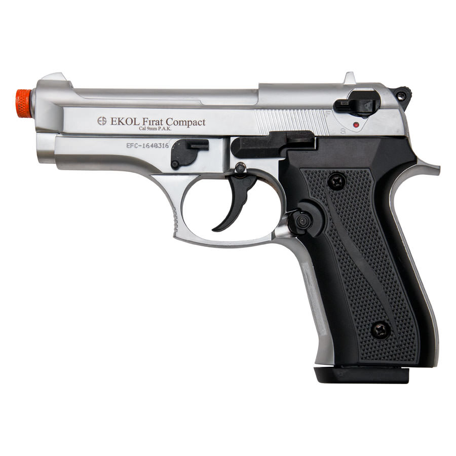 Compact V92F Front Firing Blank Gun Nickel Finish