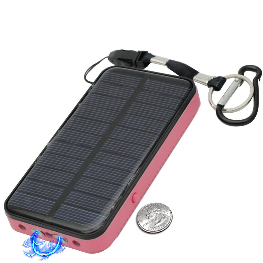 3 In 1 Solar Rechargeable Pink Stun Gun, Flashlight and Power Bank