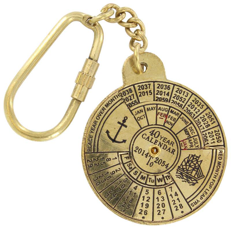 Nautical 40 Year Calendar Handmade Brass Keyring Keychain - TOPHATTER'S ARMORY DEALS