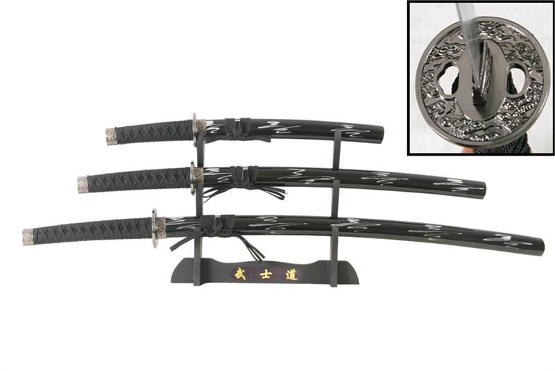 Samurai Sword 3 pc Set with Display Stand - TOPHATTER'S ARMORY DEALS