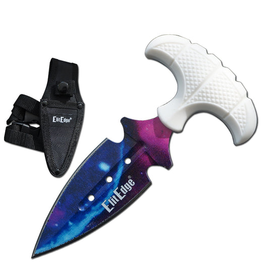 White Galaxy Push Dagger Dual Edge Fixed Blade Knife