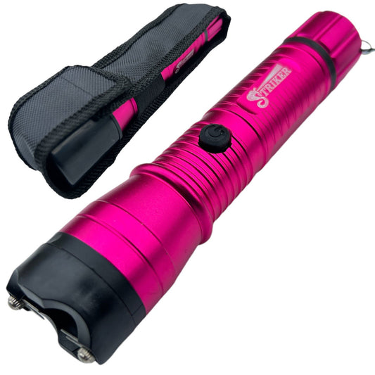 Powerful LED Pink Aluminum Flashlight Stun Gun Rechargeable