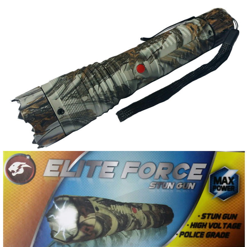 ELITE FORCE Stun Gun 10 Million Volt Rechargeable LED Flashlight Snow Camo