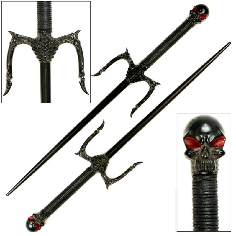 Dark Skeleton Sai Set With Bones and Cord Wrapped Handles - TOPHATTER'S ARMORY DEALS