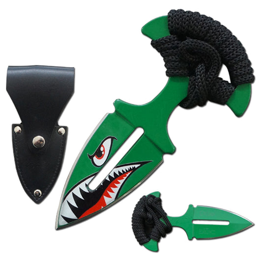 WWII Fighter Jet Sharks Teeth Push Dagger Knife with Black Corded Grip