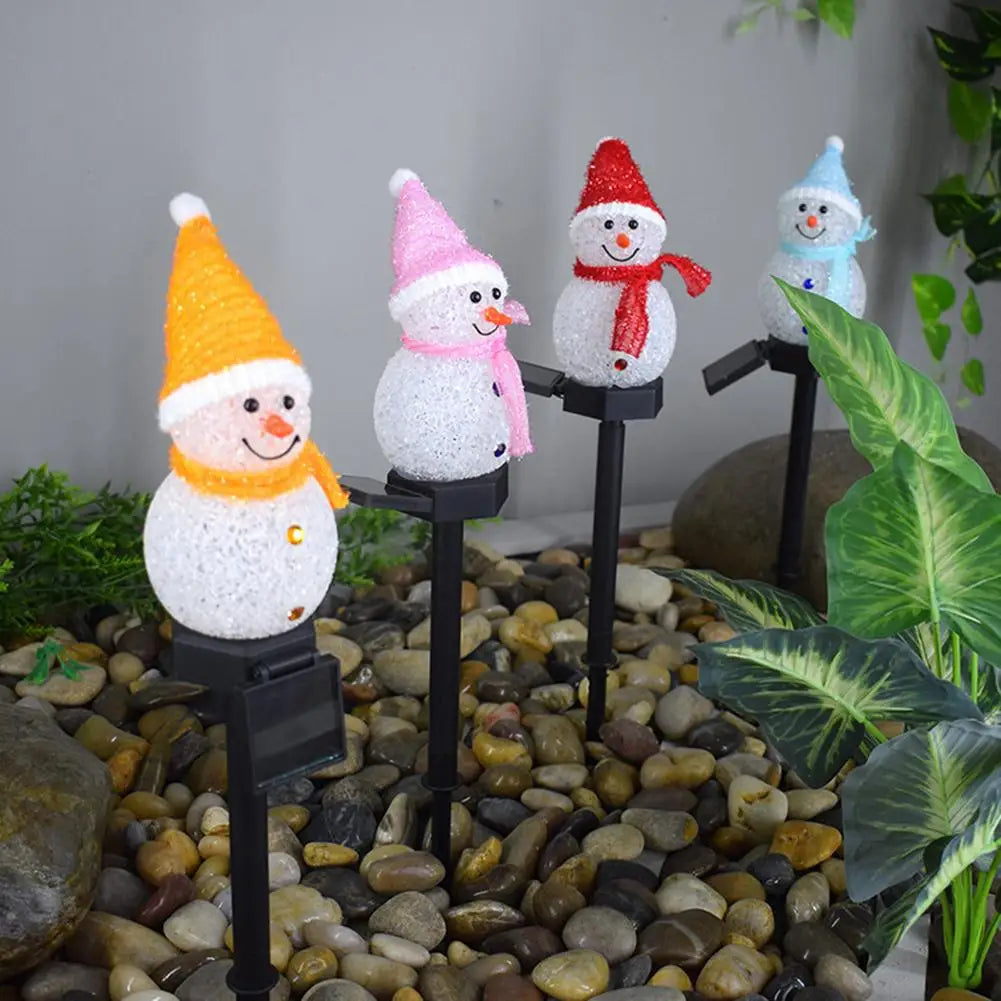 Snowman Solar Christmas Lights Outdoor Lawn Decorations