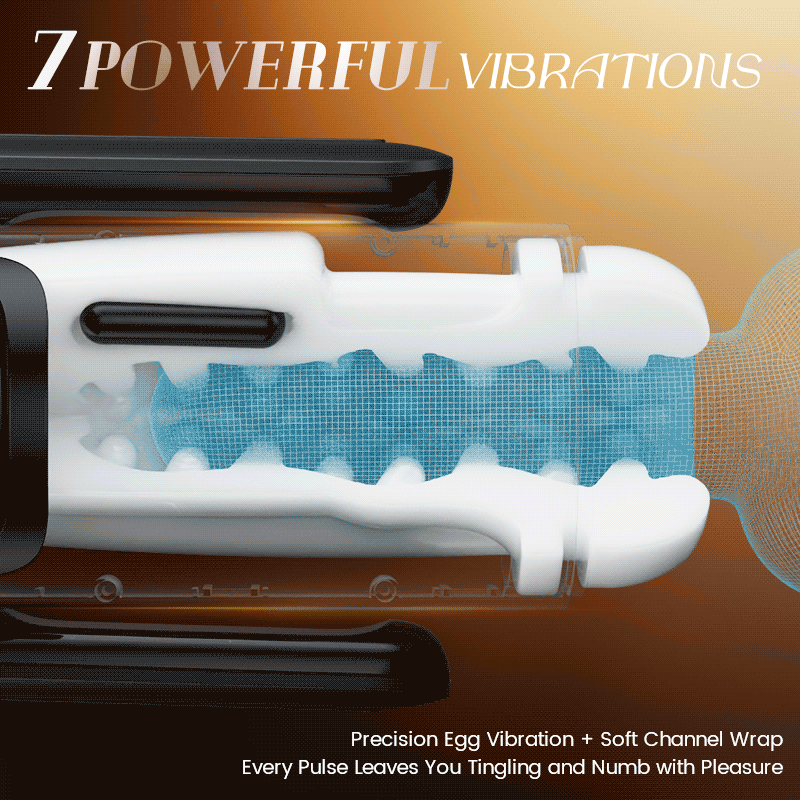 Phantom - 7 Suctions 7 Vibrations Dual Handles Large Granule Channel Texture Male Stroker