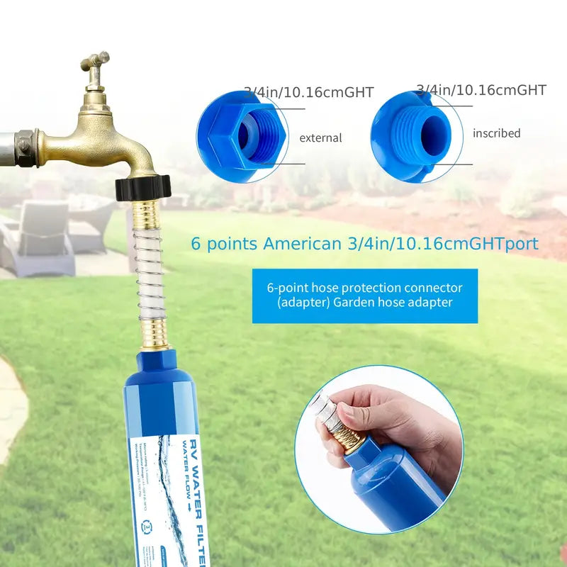 1pc RV Inline Hose Water Filter with Hose Protector