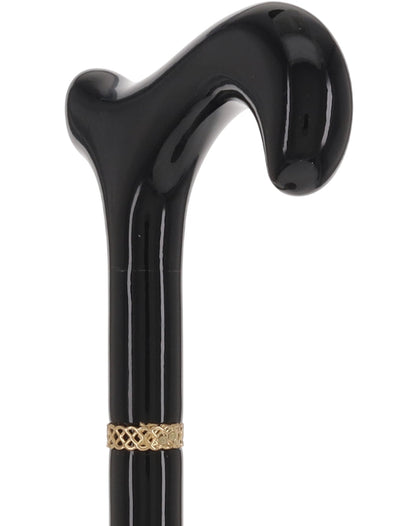 Gold & Black Derby Cane: Braided Design, Double Collar
