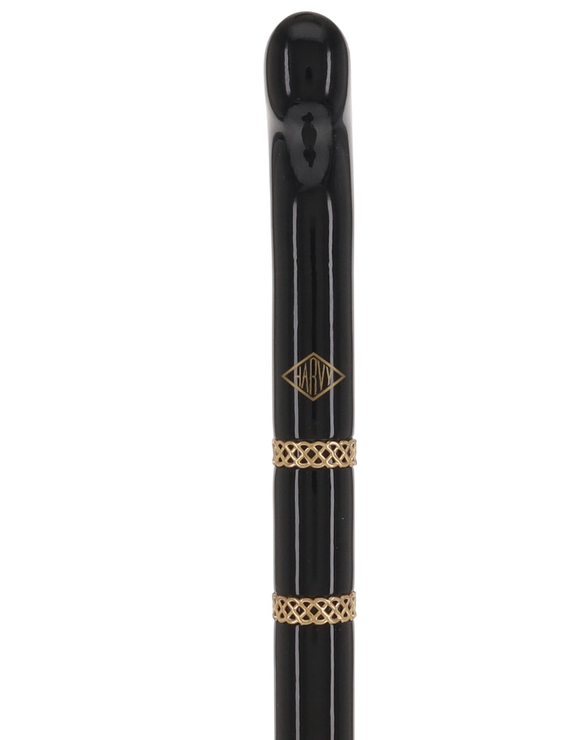 Gold & Black Derby Cane: Braided Design, Double Collar