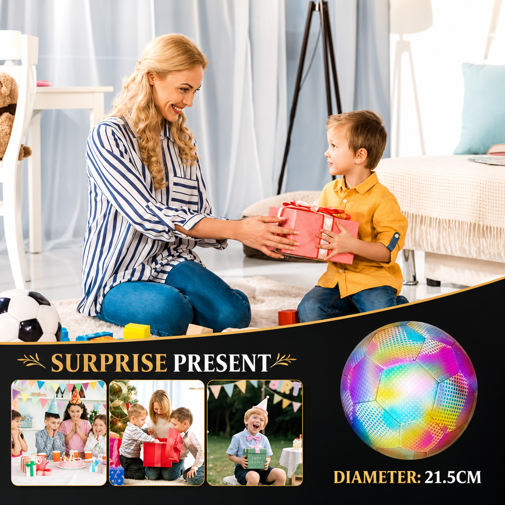 Reflective Rainbow Soccer Ball – The Ultimate Wow Gift for Kids