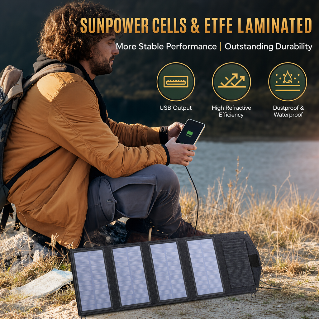 10W Foldable Solar Panel Charger with Dual USB for Camping and Emergencies