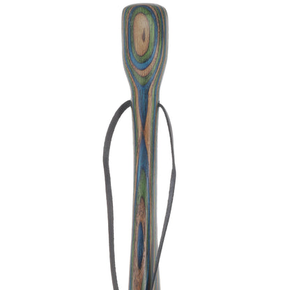 USA-Made Dark Blue/Green/Brown Hiking Staff: Birch, Compass