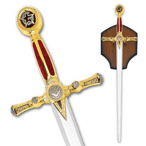 Classic Mason Sword With Wall Plaque - TOPHATTER'S ARMORY DEALS