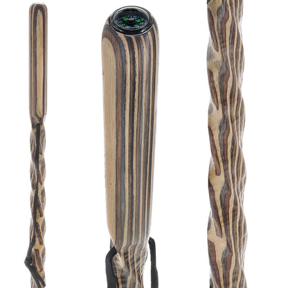 USA-Made Buckskin Colortone Hiking Staff: Rustic, Compass