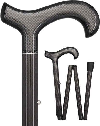 Premium Carbon Fiber Cane, Triple Wound, Adjustable & Foldable