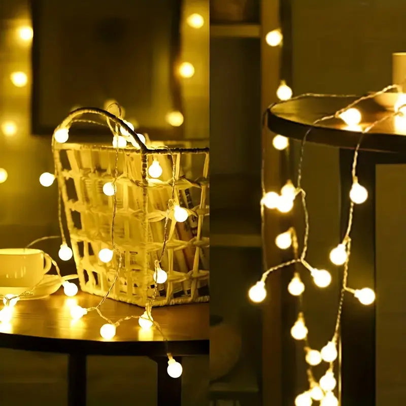6m LED Ball Garland Fairy String Lights for Festive Decorations - Battery-Powered