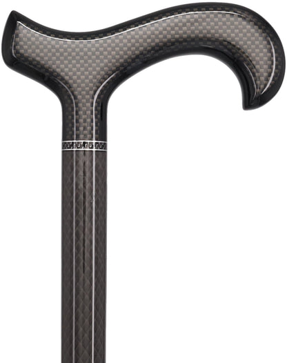 Extra Tall Black Carbon Fiber Derby Cane - Triple Wound