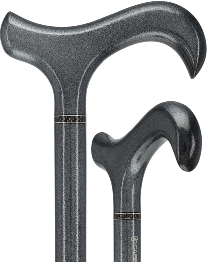 The Silver Lining Metallic Silver Derby Carbon Fiber Walking Cane