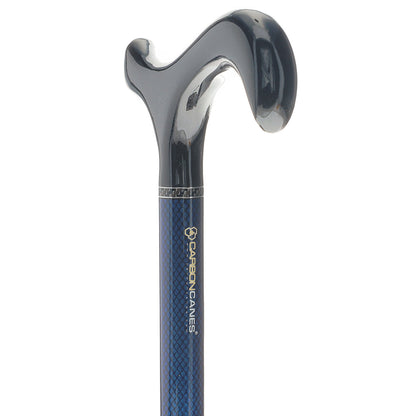 Carbon Fiber Blue Mesh Derby: Adjustable Walking Cane