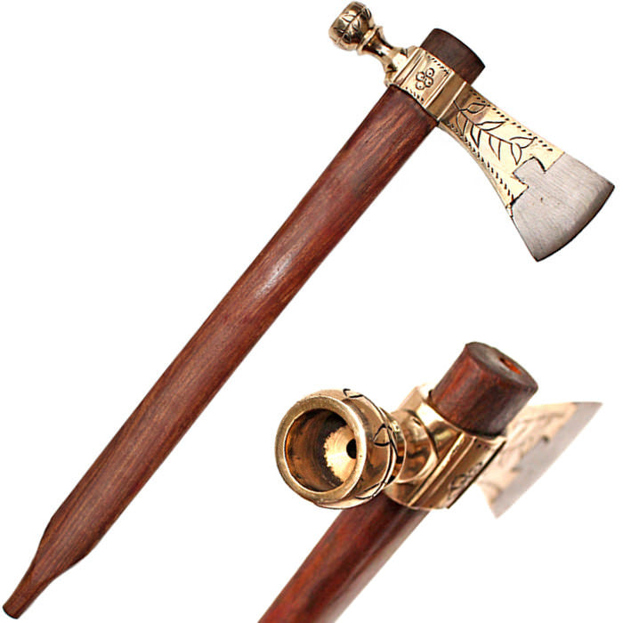 Decorative Brass Tomahawk Peace Pipe - TOPHATTER'S ARMORY DEALS