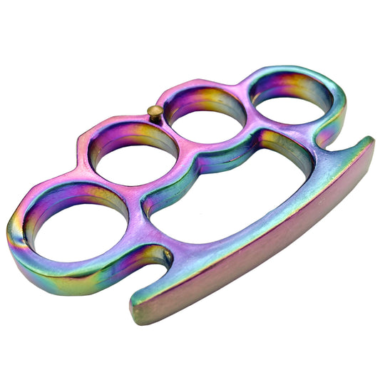 Solid Steel Knuckle Duster Belt Buckle Paperweight Rainbow