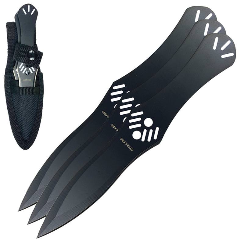 Aerodynamic Design Black 3 Piece Throwing Knife Set - TOPHATTER'S ARMORY DEALS