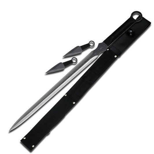 Three Piece Black Ninja Sword Kunai Throwing Knife Set