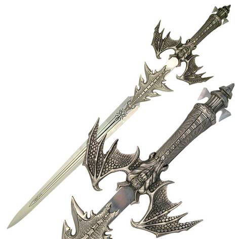 Stainless Steel Demon Serpent Fantasy Sword With Wooden Display Plaque - TOPHATTER'S ARMORY DEALS