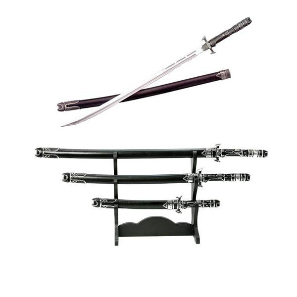 Futuristic Samurai Sword 3 pc Set with Display Stand