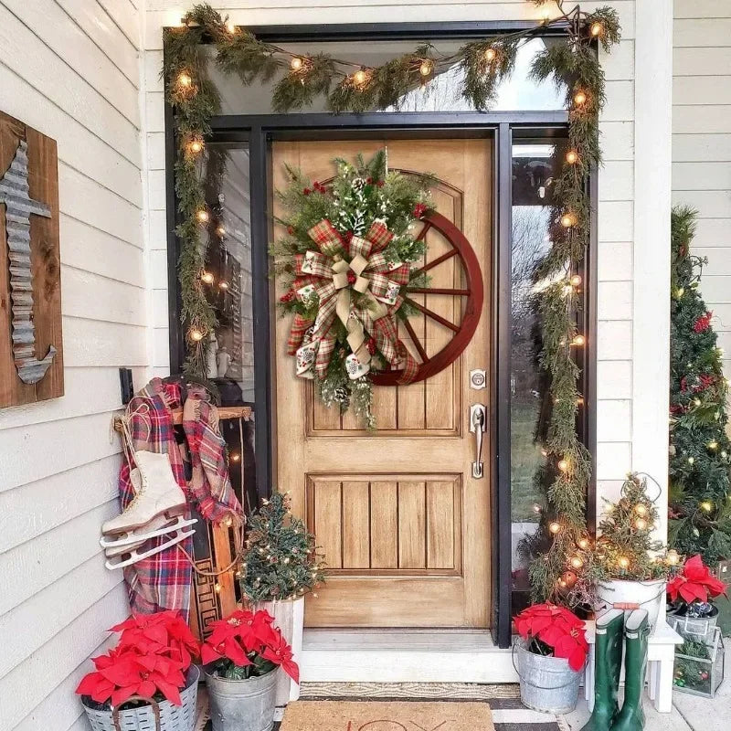 Wooden Christmas Roulette Wheel Wreath Decoration