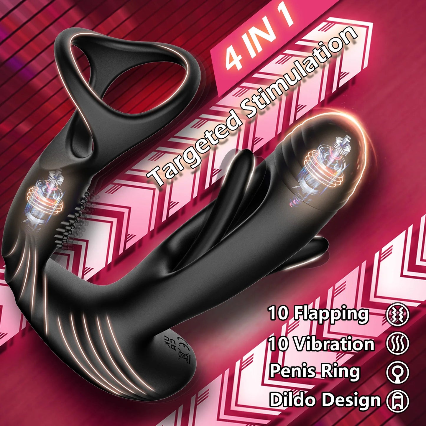 4 in 1 Prostate Massager with 10 Flapping & 10 Vibration