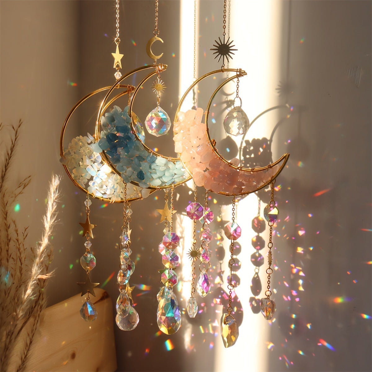 Ramadan Amethyst Crystal Half Moon Wind Chime