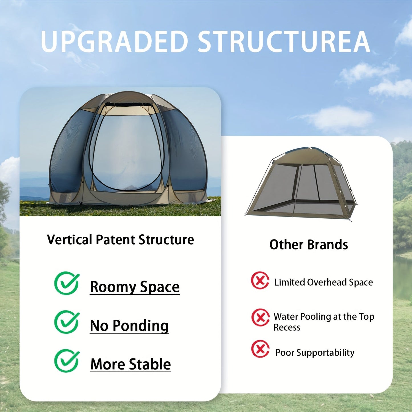 6-8 Person All-Season Portable Sheer Camping Tent