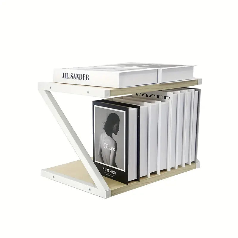 Beige Desk Study Table Storage Cabinet - Vertical Desktop Shelf & Rack