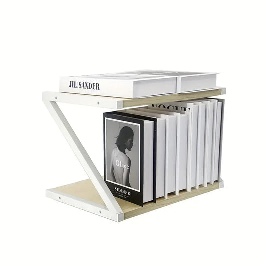 Beige Desk Study Table Storage Cabinet - Vertical Desktop Shelf & Rack
