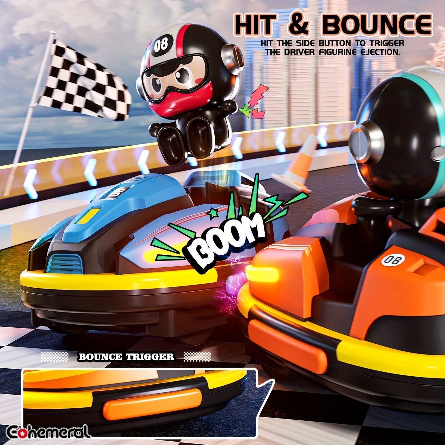 Remote Control Dual Bumper Cars Set with Lights