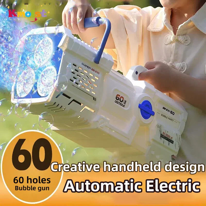 60-Hole LED Light Bubble Gun Toy for Kids