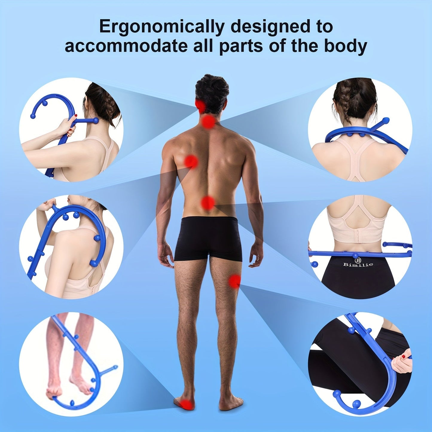 Lead-Free S-Shaped Hook Self-Massage Stick(Blue)