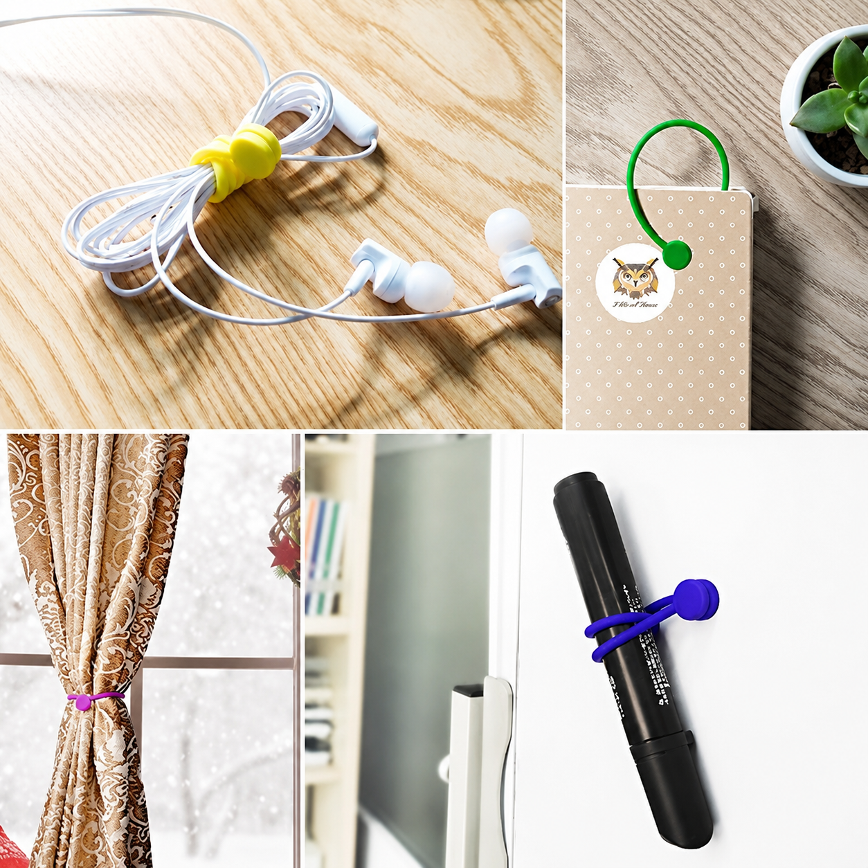 Magnetic Cable Ties for Cord Organizing - Reusable Silicone Charger Wrap