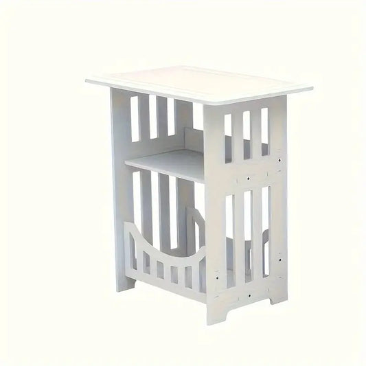 Plastic Side Table with Shelves - White