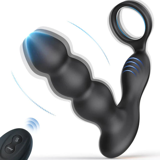 Torne 3 Progressive Beads Low Noise 10 Vibrating Prostate Massager Butt Plug with Cock Ring - Cock Ring product image for int