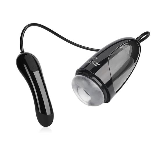 Visible Sucking Vibrating Male Stroker with Controlling Handle - Male Masturbator product image for intimate wellness and per